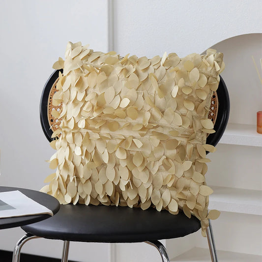 Housse de coussin créative en trois dimensions avec feuilles, décoration artistique et naturelle pour canapé ou salon - Décoration intérieure