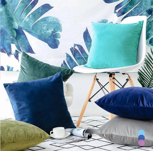 Housse de coussin en velours 40×40 cm, coloris jaune, vert ou bleu, décoration élégante et confortable pour salon ou canapé- Décoration intérieure