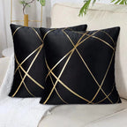Housse de coussin en velours 45×45 cm avec ligne dorée, design tendance pour décoration chic de canapé ou salon - Décoration intérieure