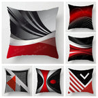 Housse de coussin moderne rouge et noir à motifs géométriques abstraits, décoration graphique pour canapé ou salon - Décoration intérieure