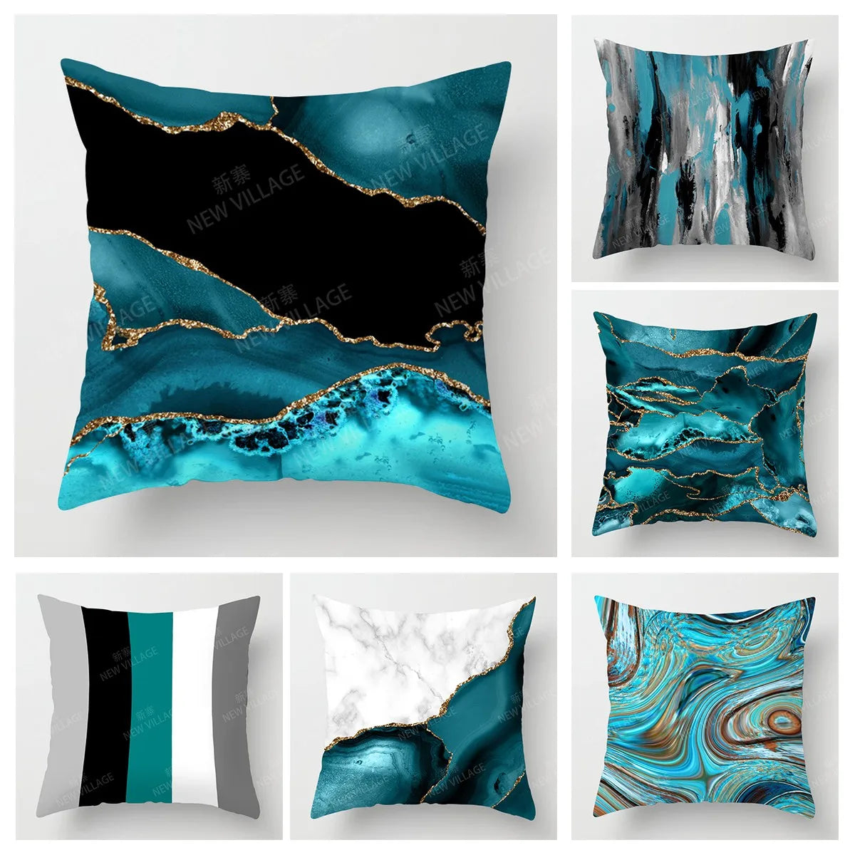Housse de coussin verte au design abstrait moderne, déco canapé élégante et tendance - Décoration intérieure