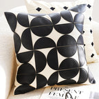 Housse de coussin vintage française brodée noir et blanc, décoration élégante et légère pour salon ou canapé - Décoration intérieure