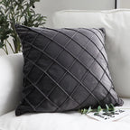 Housses de coussin en velours gris foncé à carreaux, style nordique moderne, décoration élégante pour canapé ou salon - Décoration intérieure