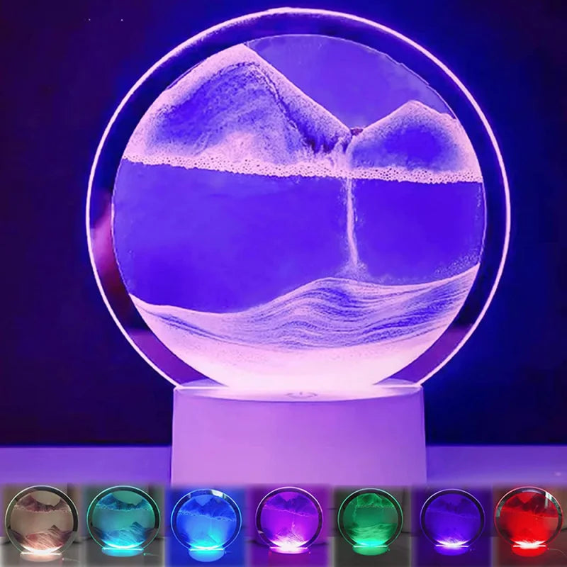 Lampe LED RVB 3D en forme de sablier multicolore pour décoration lumineuse moderne et apaisante