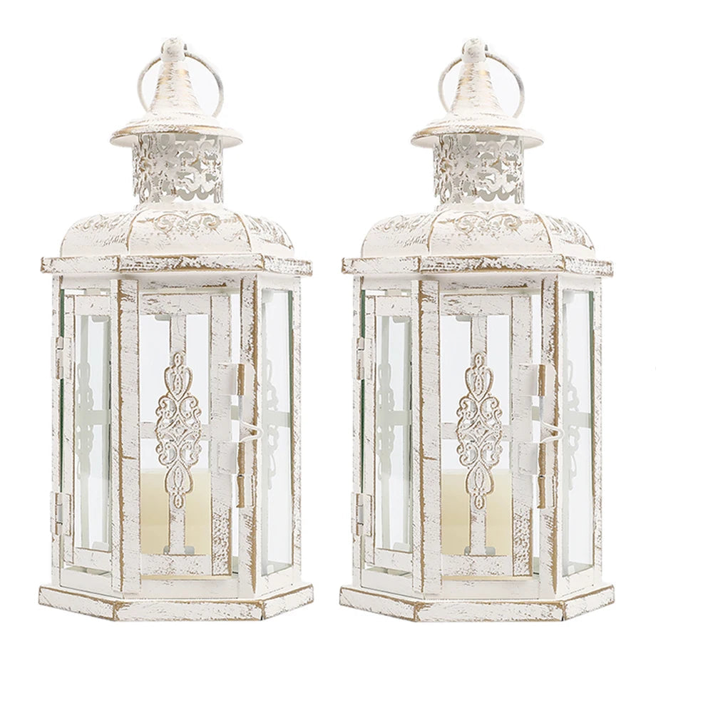 Lanterne Porte-bougie vintage en métal suspendu, lanterne décorative en forme de cage d’oiseau. Décoration intérieur