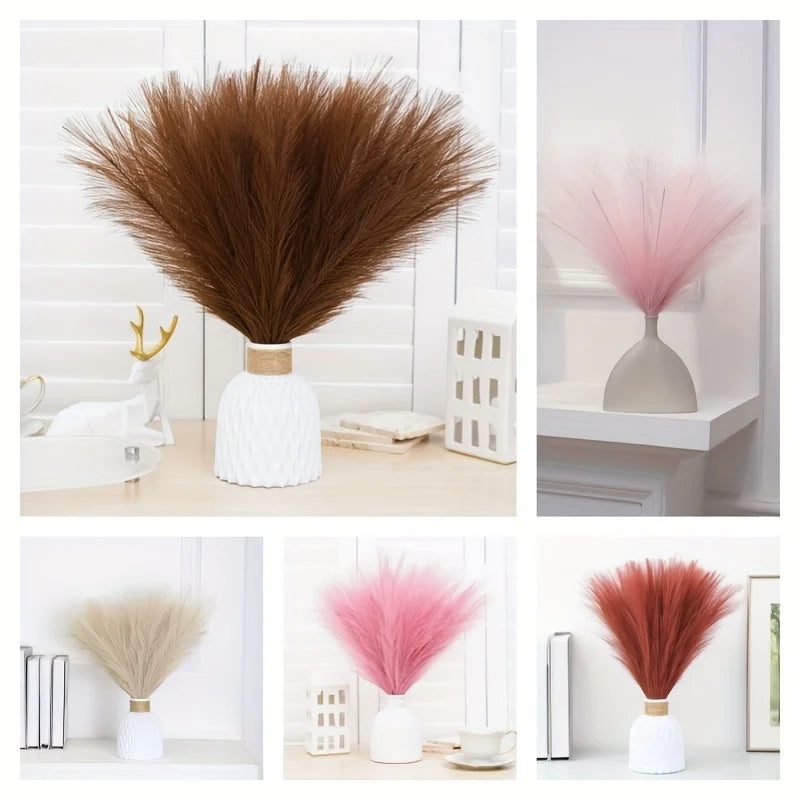 Lot de 10 fleurs artificielles herbe de la pampa 35 cm pour décoration bohème et naturelle