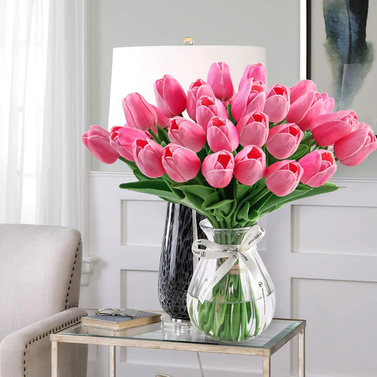 Lot de 10 tulipes artificielles réalistes, fleurs décoratives au rendu naturel pour intérieur élégant