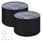 Lot de 2 abat-jours tambour en lin naturel – accessoires décoratifs pour lampes de table ou chevet, montage facile avec adaptateurs E27/E26/E14 - Décoration intérieure