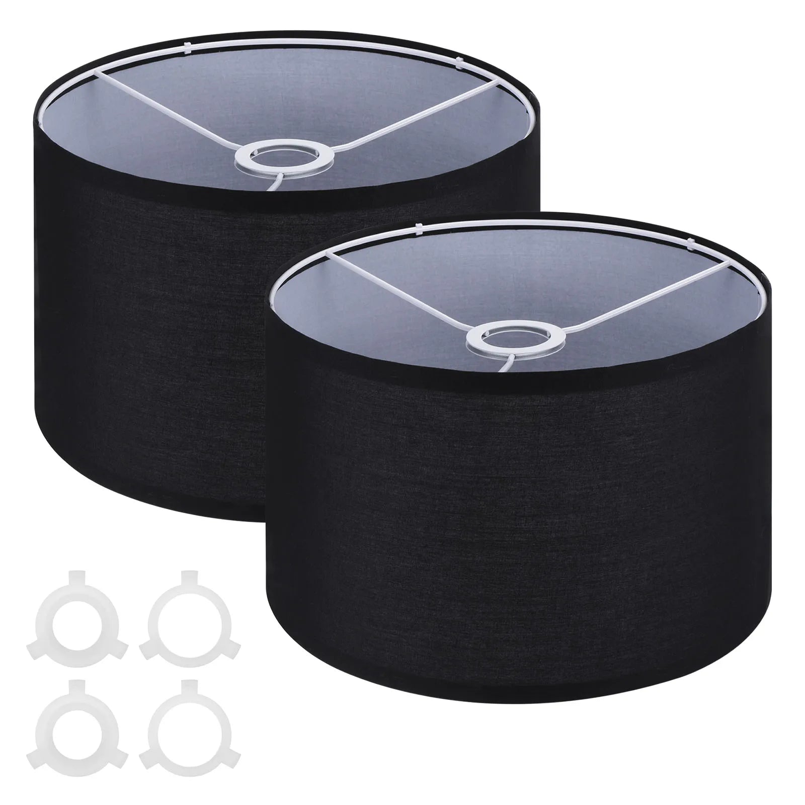 Lot de 2 abat-jours tambour en lin naturel – accessoires décoratifs pour lampes de table ou chevet, montage facile avec adaptateurs E27/E26/E14 - Décoration intérieure