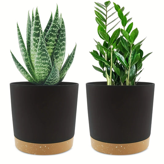Lot de 2 pots de fleurs ronds de 16,5 cm avec fond amovible, pratiques pour le jardinage et la décoration intérieure - Décoration intérieure