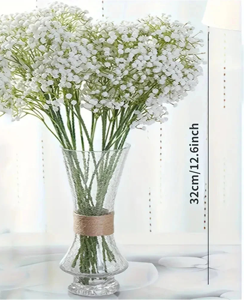 Lot de 30 gypsophiles artificielles au toucher réaliste, fleurs décoratives blanches pour compositions florales et mariages