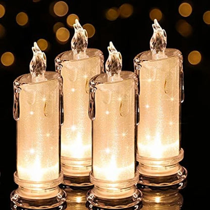 Lot de 4 bougies piliers LED sans flamme avec batterie incluse, décoration de Noël et maison élégante. Décoration intérieure.