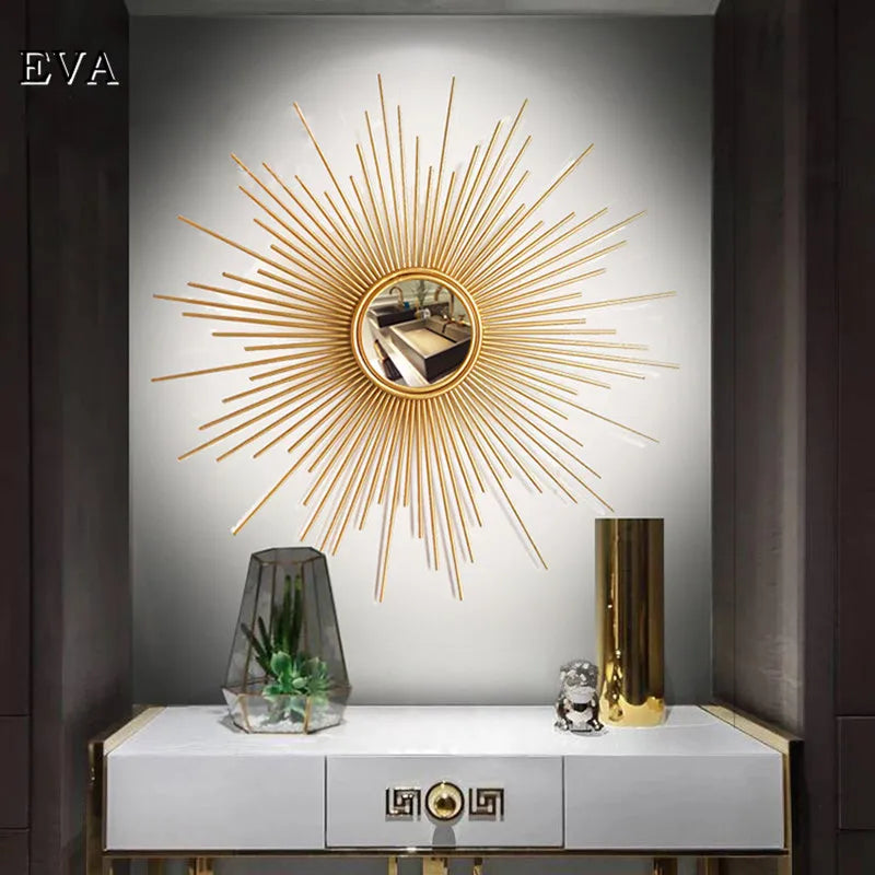 Miroir mural en forme de lunettes de soleil dorées, décoration murale métallique créative et design européen pour salon et bureau- Décoration intérieure