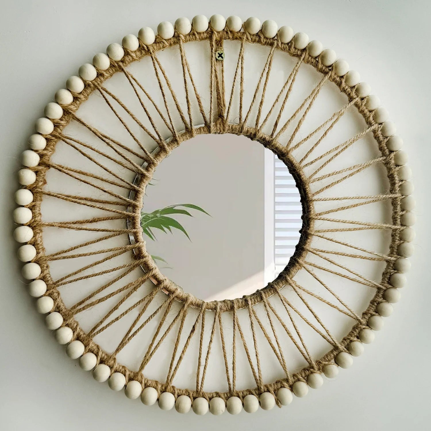 Miroir mural nordique décoratif tissé à la main, design creux et créatif, parfait pour les espaces autour du canapé, du porche ou dans une maison familiale - Décoration intérieure