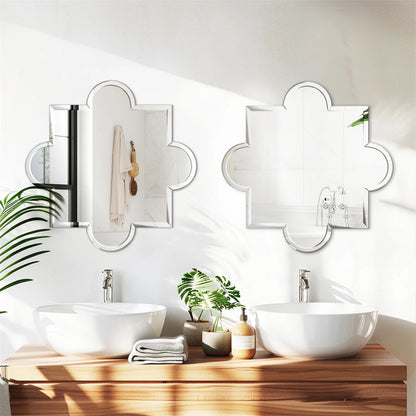 Miroir mural rectangulaire sans cadre avec bords biseautés, style moderne pour salle de bain ou salon - Décoration intérieure