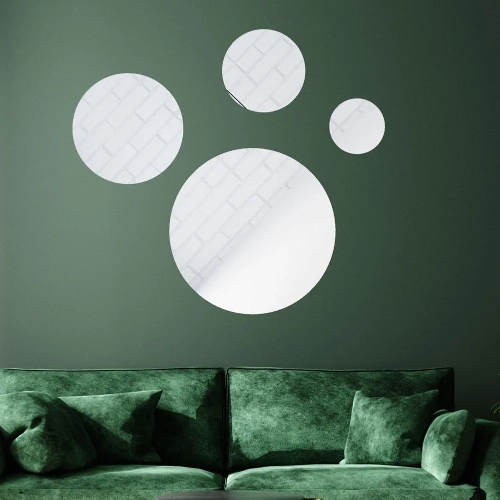 Miroirs autocollants ronds 3D en acrylique, de 10 à 30 cm, pour décoration murale intérieure - Décoration intérieure