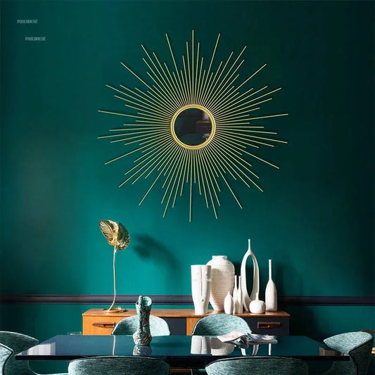 Miroirs décoratifs en métal, style moderne, suspendus ou muraux pour chambre, salon et porche - Décoration intérieure