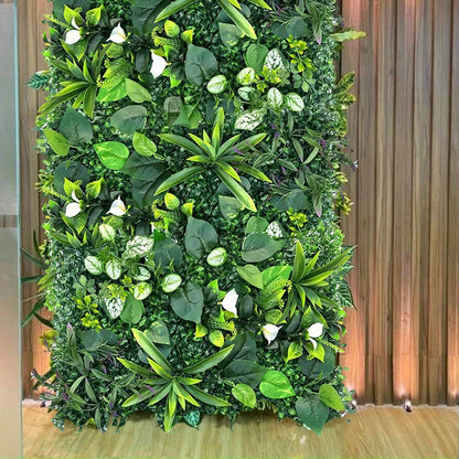 Mur végétal artificiel 60×40 cm, panneau de fausses plantes vertes pour décoration de jardin, mur, clôture ou intérieur, style jungle réaliste