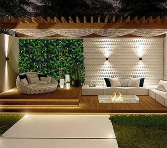 Mur végétal artificiel, panneau de fausses plantes vertes pour décoration de jardin, mur, clôture ou intérieur, style jungle réaliste