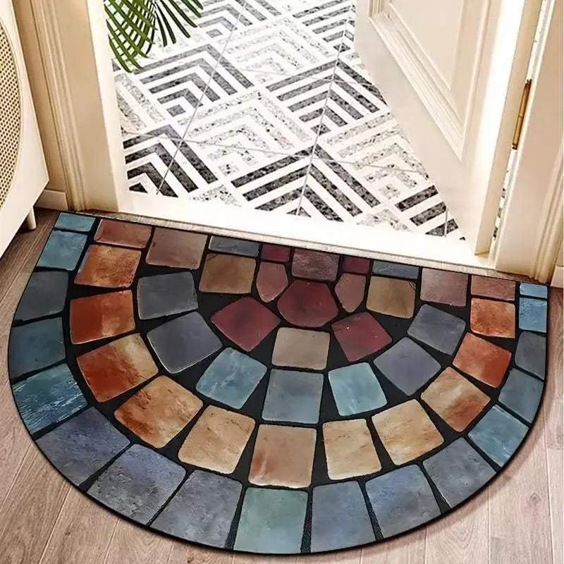 Paillasson épais antidérapant gris, posé à l’entrée d’un salon moderne avec parquet et déco sobre - Décoration intérieure