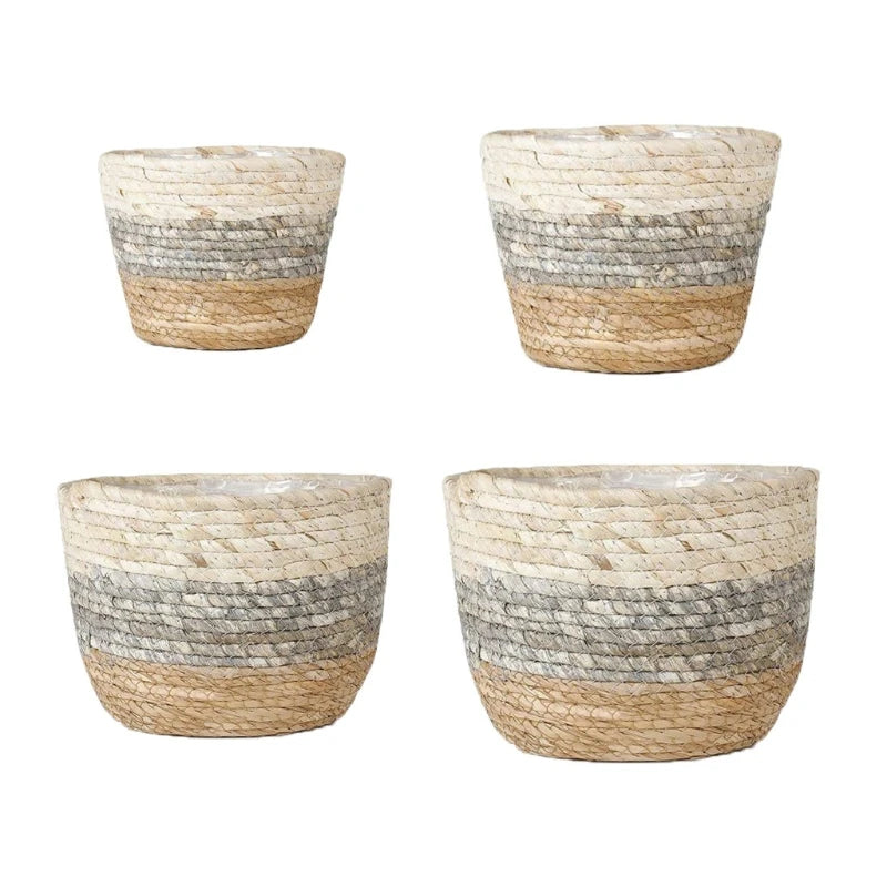 Panier tressé rond en fibres naturelles