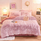Parure de lit Super Shaggy Smile – Velours de vison ultra doux, couette, et taies. Décoration Intérieure.