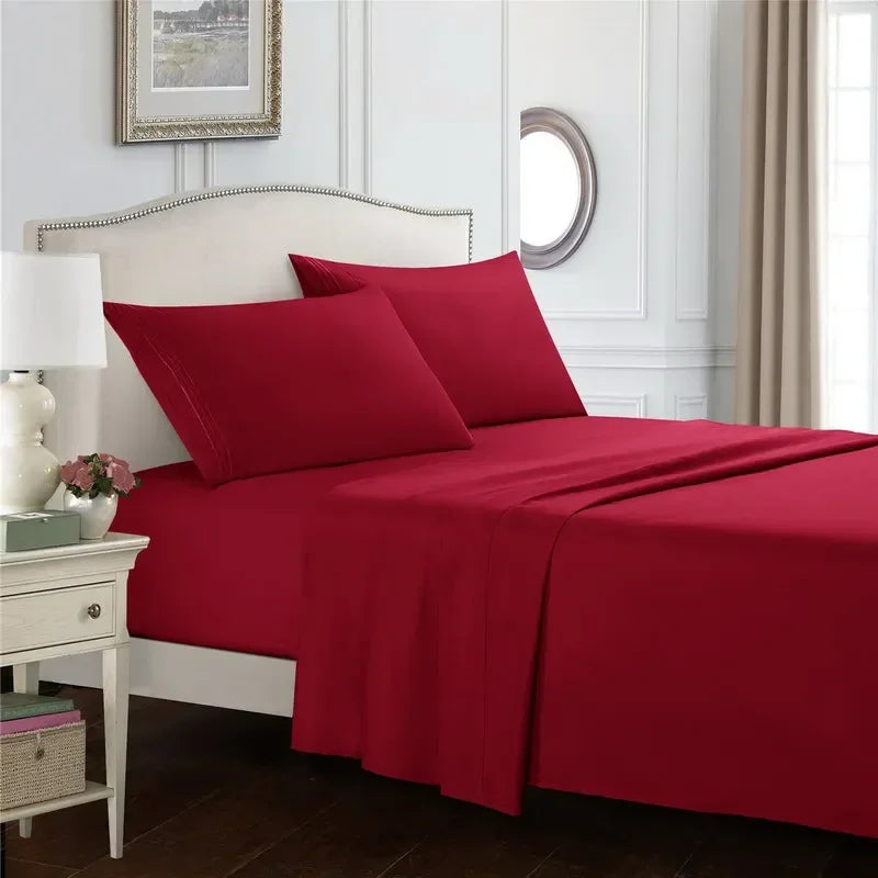 Parure de lit brodée en coton brossé, drap plat et drap-housse, taies d’oreiller assorties, chambre élégante et moderne – Décoration Intérieure