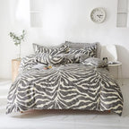 Parure de lit imprimée léopard noir et blanc – housse de couette et taies – style sauvage et chic pour chambre moderne. Décoration Intérieure.