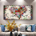 Peinture abstraite colorée à fleurs sur toile – décoration murale moderne pour salon, chambre ou bureau - Décoration intérieure
