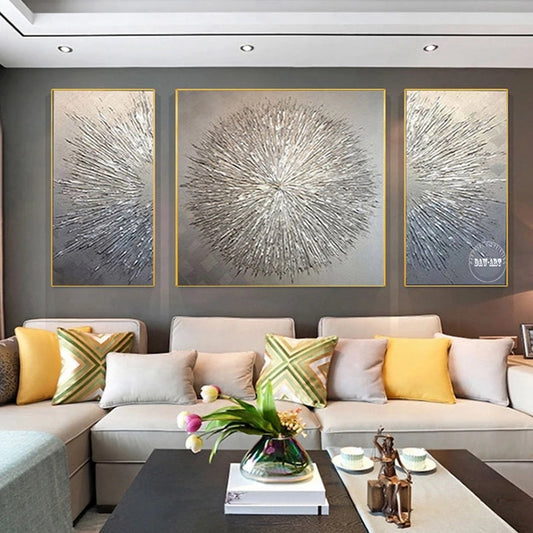 Peinture à l’huile abstraite de montagne dorée sur toile, décoration murale moderne sans cadre - Décoration intérieure