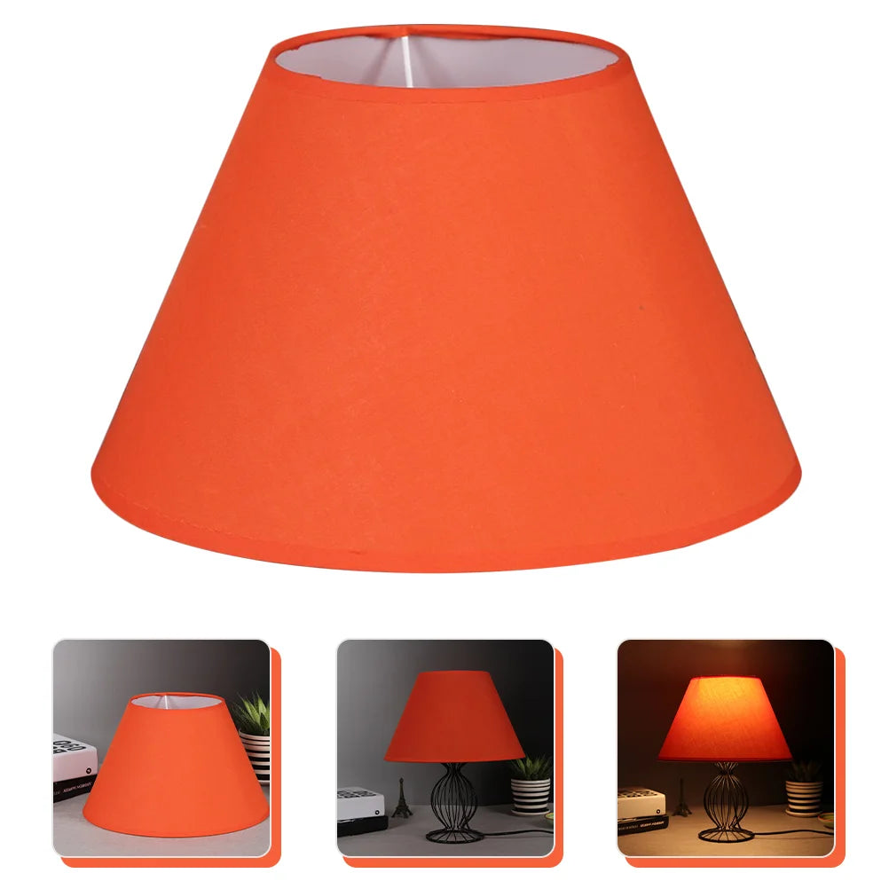 Petit abat-jour cylindrique orange en tissu style vintage, idéal pour lampe de bureau ou applique murale déco - Décoration intérieure