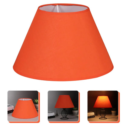 Petit abat-jour cylindrique orange en tissu style vintage, idéal pour lampe de bureau ou applique murale déco - Décoration intérieure