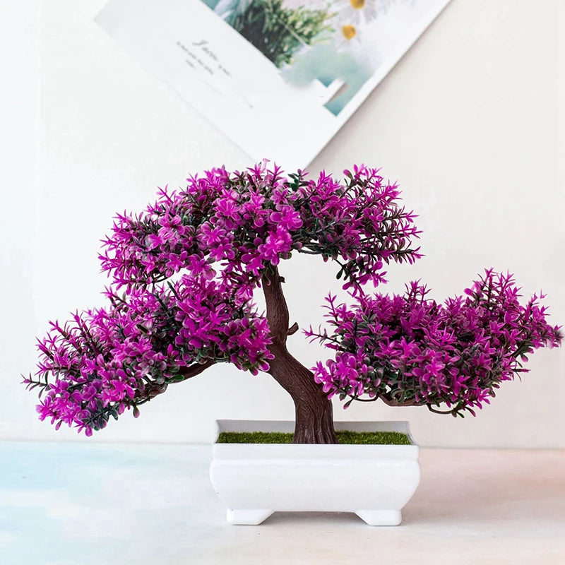 Petit bonsaï artificiel en pot, feuillage vert réaliste pour décoration intérieure zen dans salon, bureau ou chambre, sans entretien