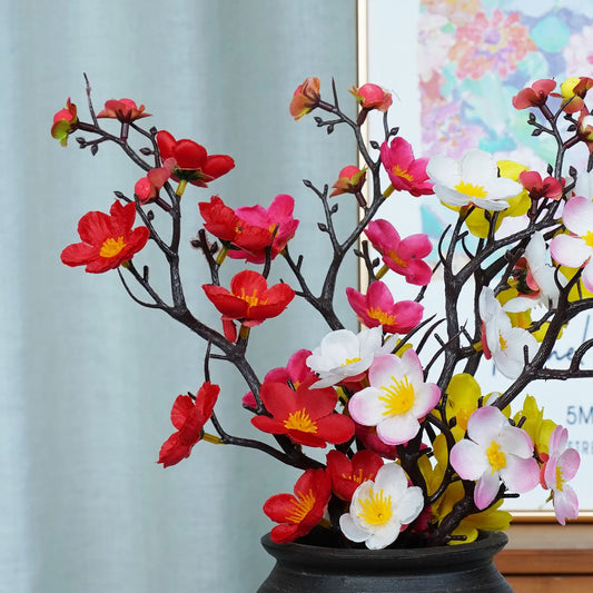 Plante artificielle prunier Sakura de 30 cm avec fleurs roses, décoration florale d’intérieur zen japonaise