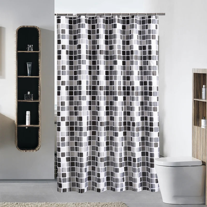 Rideau de douche imperméable avec imprimé mosaïque – tissu polyester, 12 crochets inclus, décoration moderne de salle de bain - Décoration intérieure