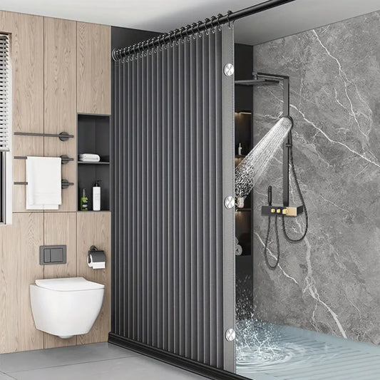 Rideau de douche magnétique pliable avec 14 crochets – style moderne pour salle de bain intimiste - Décoration intérieure
