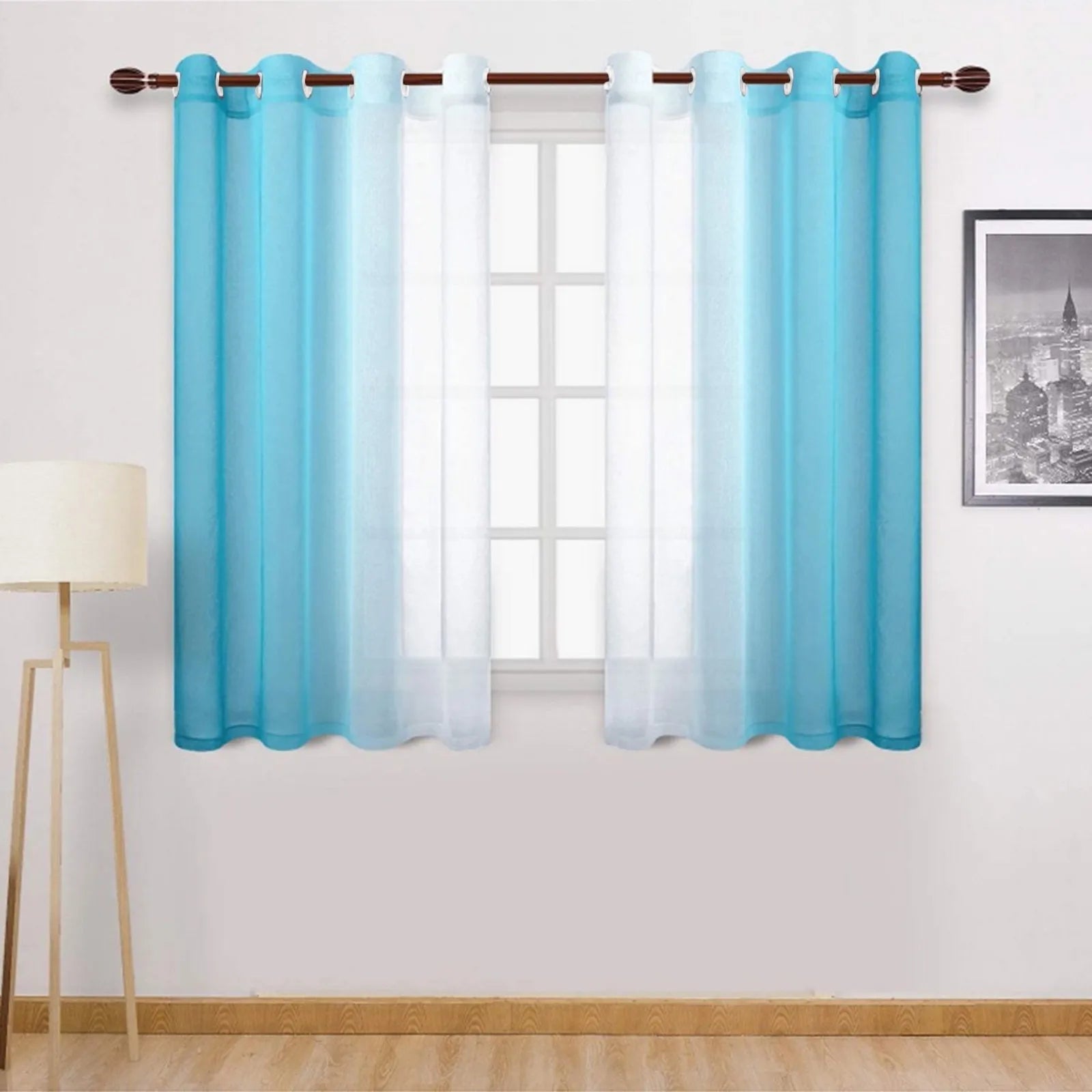 Rideau à œillets synthétiques semi-transparent avec dégradé – plusieurs couleurs pour décoration intérieure moderne - Décoration intérieure