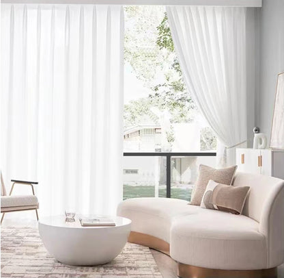 Rideaux en tulle blanc épais en mousseline de soie – opaques et élégants pour chambre, salon ou villa - Décoration intérieure