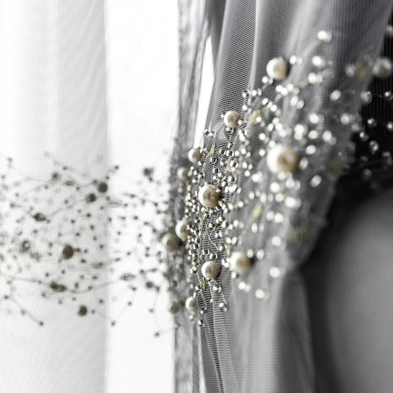Rideaux en tulle gris style européen – modernes, luxueux et translucides pour salon, chambre ou salle à manger - Décoration intérieure