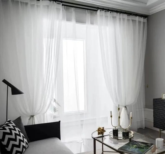 Rideaux en voile blanc ultra-fin – en tulle, filtrant la lumière pour salon, chambre ou balcon - Décoration intérieure.