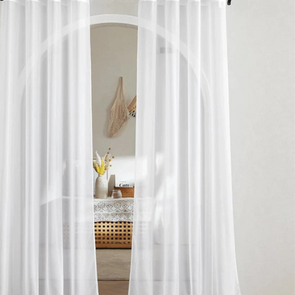 Rideaux en voile blanc ultra-fin – en tulle, filtrant la lumière pour salon, chambre ou balcon - Décoration intérieure