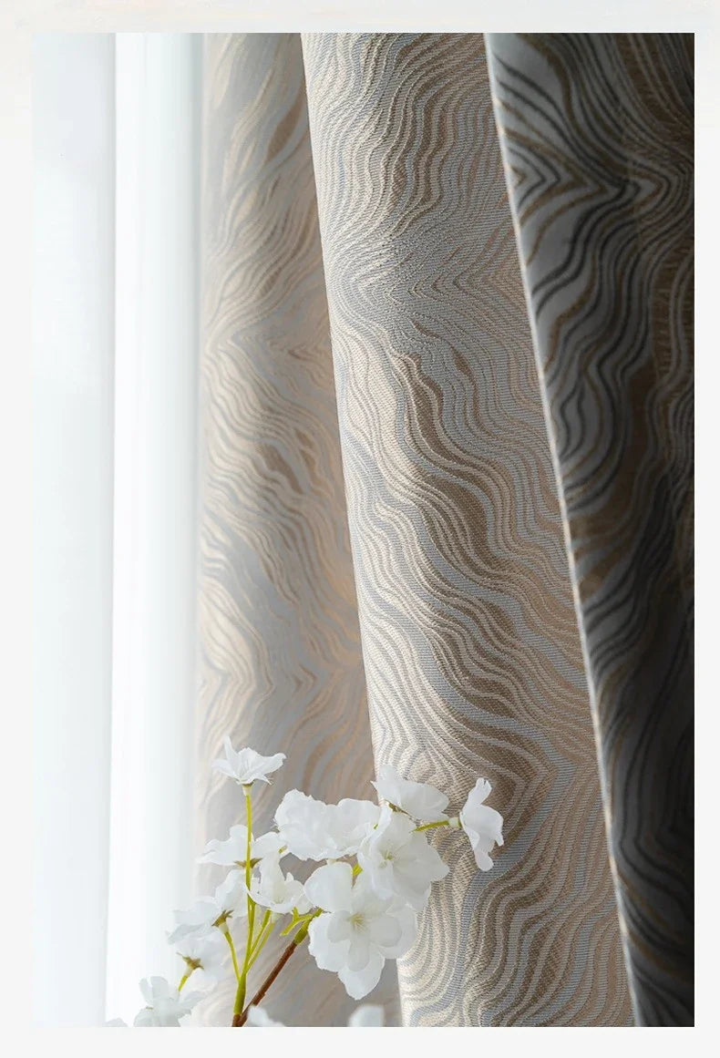Rideaux occultants épais jacquard haut de gamme – tissu doux avec finition personnalisée pour salon ou chambre élégante - Décoration intérieure