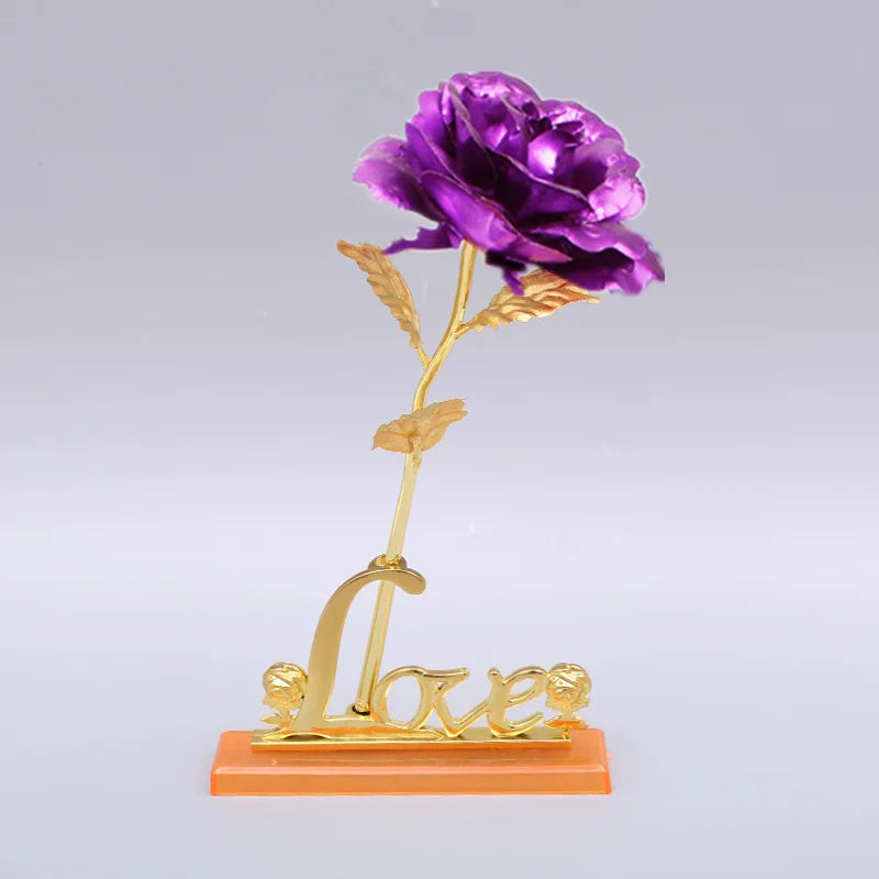 Rose artificielle plaquée or 24 carats dans sa boîte galaxie – Décoration intérieure élégante et cadeau de luxe