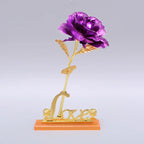 Rose artificielle plaquée or 24 carats dans sa boîte galaxie – Décoration intérieure élégante et cadeau de luxe