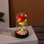 Rose artificielle rouge LED sous cloche en verre – Idée cadeau lumineuse pour Saint-Valentin ou décoration romantique