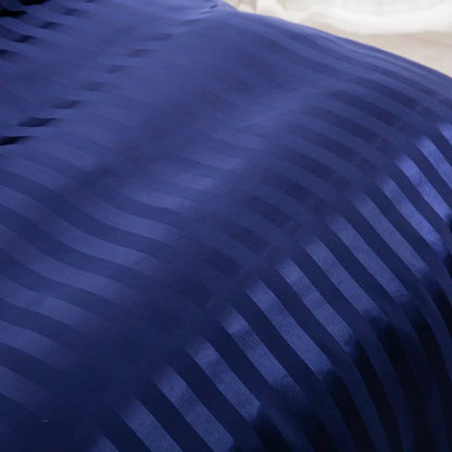 Parure Housse de couette rayée en Satin