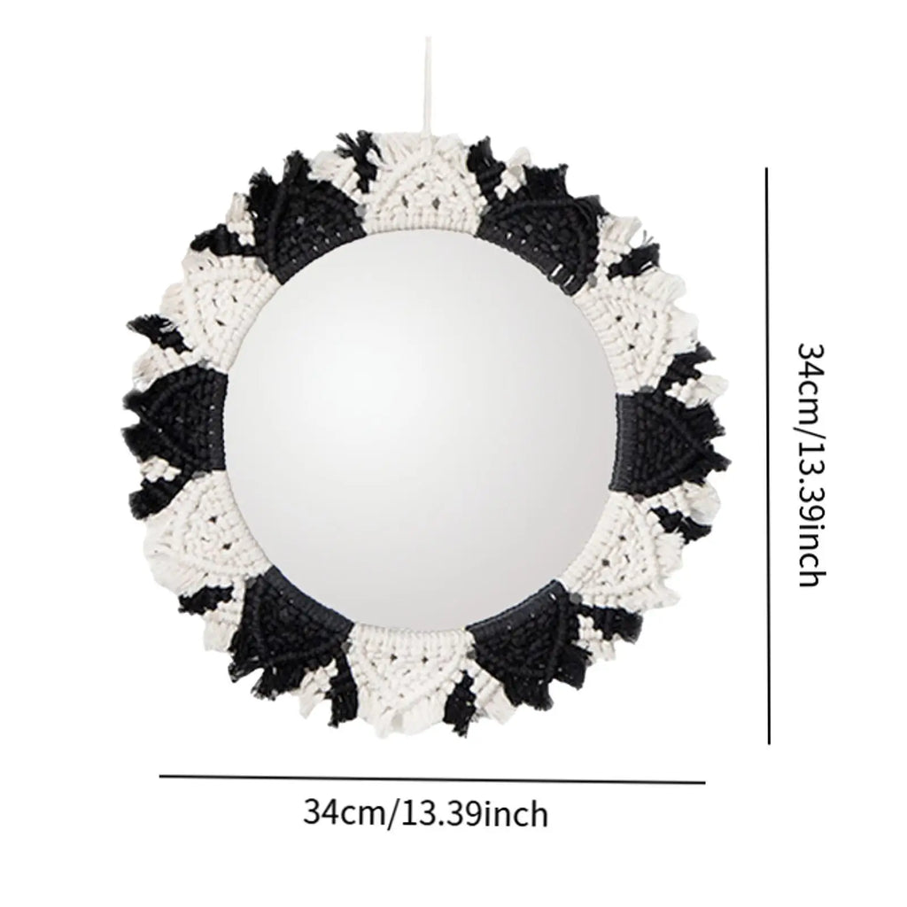Miroir Mural en macramé tissé à la main