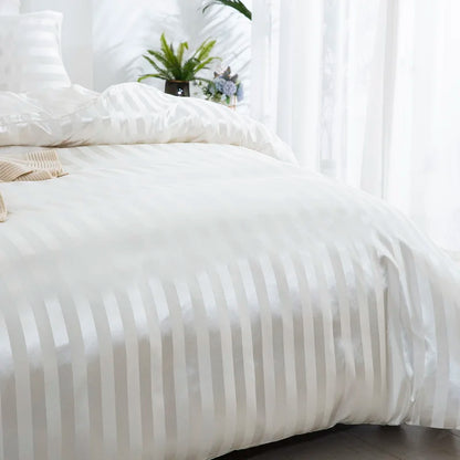 Parure Housse de couette rayée en Satin