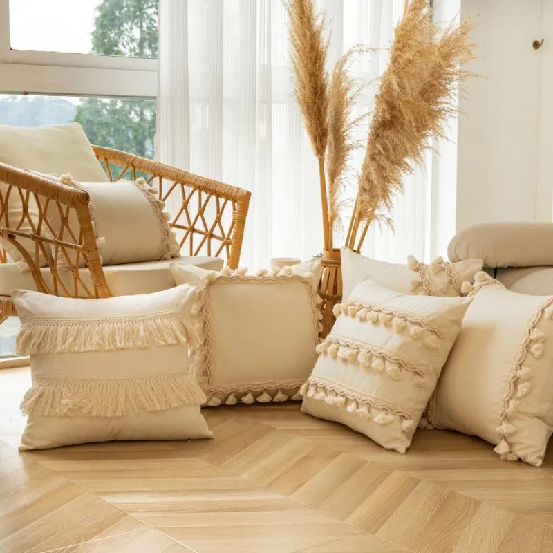 Housse de Coussin Marocaine à Franges