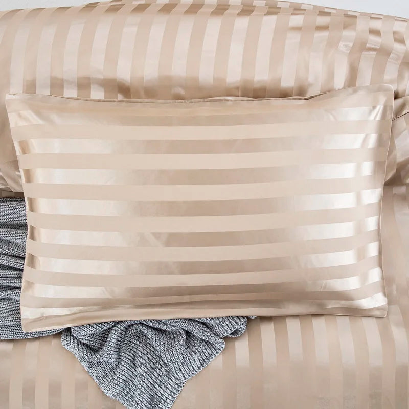 Parure Housse de couette rayée en Satin